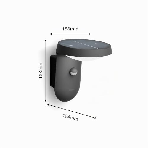Miniatura 3 de Philips - Aplique Exterior De Pared Philips Tyla 1.8w Luz Neutra 4000k, Con Sensor De Movimiento Y Alimentación Solar, Protección Ip44