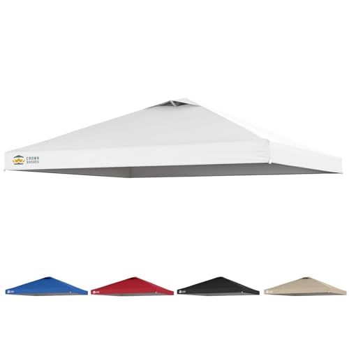 CROWN SHADES 12x12 Canopy Replacement Top - Only Compatible with Crown Shades RM144 Series Silver Coated with Air Vent White(Top Only)
