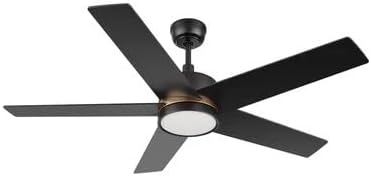 Carro 52 Inch Ceiling Fan with Light and Remote, 10 Speeds Reversible DC Motor Outdoor Ceiling Fan, 3 Light Colors Dimmable Black Ceiling Fan Compatible with Alexa, Siri & Google Home, Black & Gold