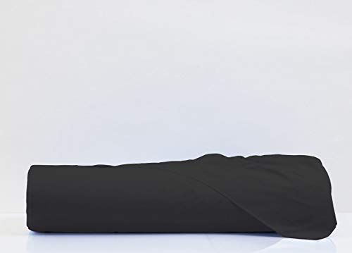 BIANCHERIAWEB Bed Linen Top Sheet 100% Cotton Solid Colour Made in Italy, Black, Letto Matrimoniale Maxi
