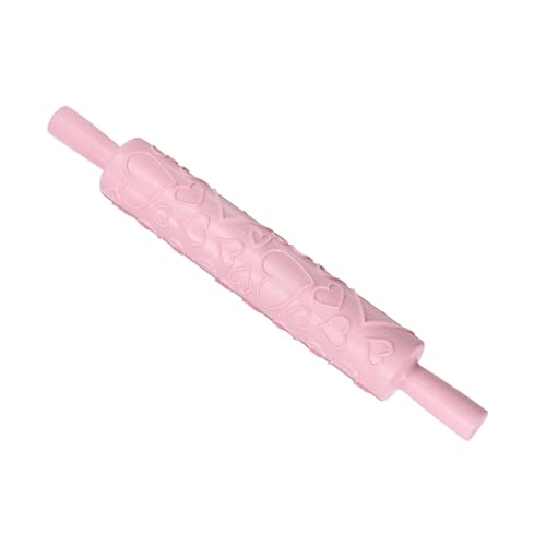 CoCud Prägemuster Nudelholz, 14,6' Länge, PP Kunststoff Herz 3D Muster klare Textur ergonomischer Griff dekorativer Roller - (Anwendungen: für Tonbacken,...