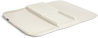 Umbra UDry Dish Drying Rack and Microfiber Dish drying Mat - Space-Saving Lightweight Design Folds Up for Easy Storage, 24 x 18 inches, Linen