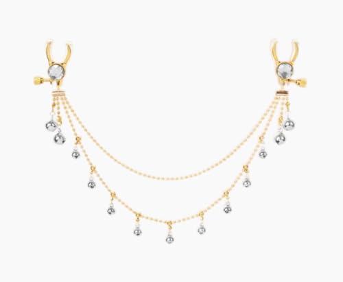 Qlsxtm KD2024-RJ-01 Qlxstm Tassel Rhinestone Nipple Clamps With Multiple Bells And Chains - Adjustable, Non-Piercing Metal Stimulator Nipple Clips Adult Toys cover