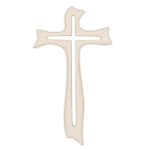 Holy Family Crucifijo blanco perforado en resina y polvo de mármol Jesús de pared 19 cm y 34 cm/llave moderna | Único en su género | Producto artesanal fabricado en Italia (19 cm)