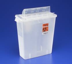MCK53212810 - Covidien Multi-purpose Sharps Container In-Room 1-Piece 11.5H X 13.75W X 6D Inch Translucent Red Base Horizontal Entry Lid