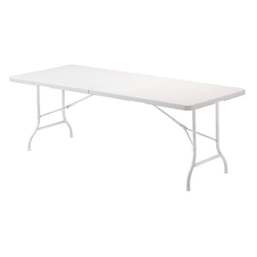 KitGarden - Mesa Plegable Multifuncional, 180x75x74cm, Blanco Imitación Ratán, Lux 180