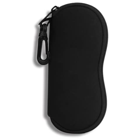 Hion Eyeglass Case Sunglasses Soft Pouch with Belt Clip Ultra Light Neoprene Zipper Eyeglass Case Printed Sunglass Bag for Stylish Portable Travel Glasses Casefor Men & Women(Black) Cover
