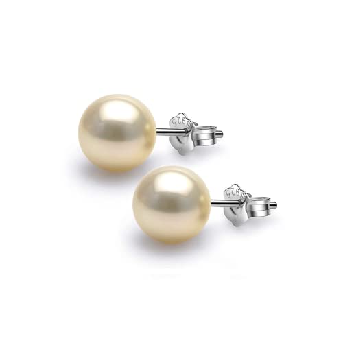 HIGHSPARK 925 Silver Classic Pearl Earrings for Women | 92.5 Sterling Silver & Brilliant Lustre Pearls | Lovely Gift for Women