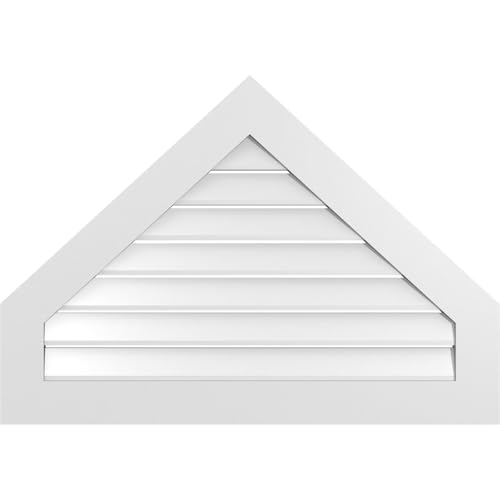 TrueCraft PVC Peaked Top Surface Mount Gable Vent, 40"W x 28"H Overall Frame Size, 11/12 Pitch: 1" x 3-1/2" Standard Trim Frame, Functional