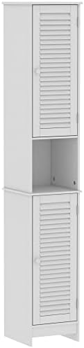 Bath Vida Liano Bathroom Cabinet Storage Cupboard Shutter Doors Floor Standing Tallboy Unit, White