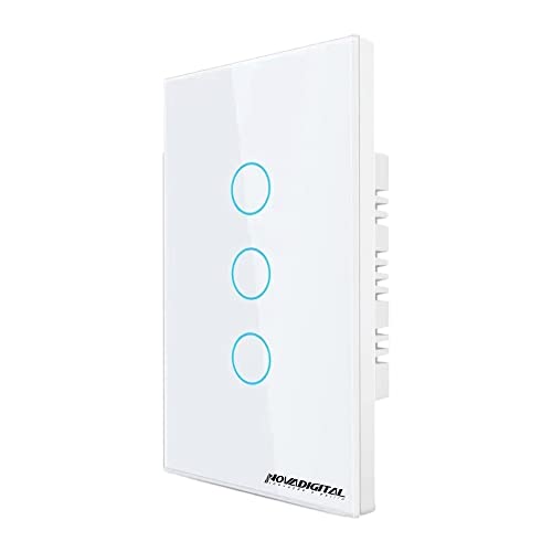 Interruptor Inteligente ZigBee 3 Botões Touch NovaDigital Branco Compatível Alexa Tuya Smart Life