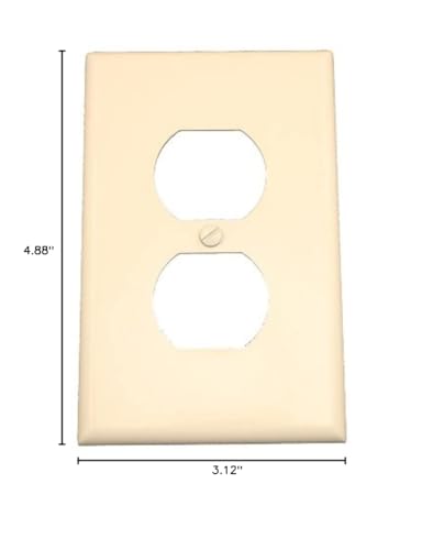 Image of Leviton 1-Gang Duplex Device Receptacle Wallplate, Midway Size, Thermoset, Device Mount, 80503-T, Light Almond