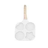 LIUHLFSR Sartén de 4 agujeros for tortillas gruesas, antiadherente, for huevos, tortitas, filetes, jamón, desayunos y más para Huevo Fritos Panqueques(White)