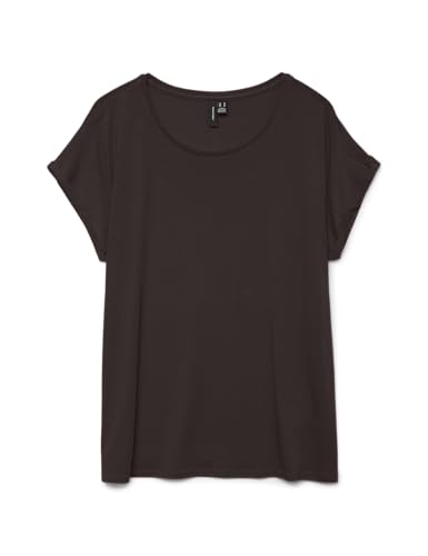 VERO MODA Damen Vmava Plain Ss Top Ga JRS Noos, Chocolate Torte, Medium