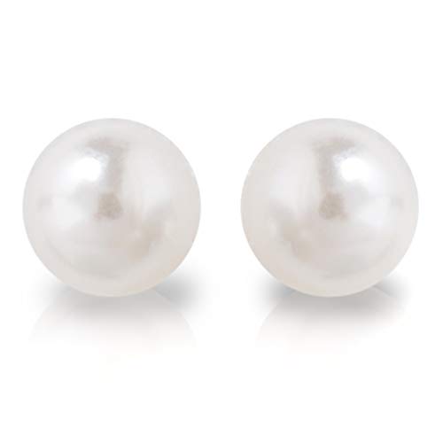Humble Chic Simulated Pearl Studs - Big Classic Faux Round Oversized Ear Stud Earrings for Women, 14mm White, Gold-Tone, 0.55 inch, Hypoallergenic Stainless Steel Post
