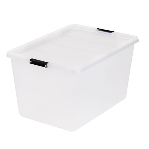Image of IRIS USA 4-Pack High-Capacity Clip Box with Latching Lids, 55 Quart Storage Bins, Supply Containers for Home, Office & Classroom Organization