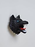 Generic Wolf Head Wall Mount Hanger for Coats, Bags, Backpacks, Decorative, Black, ACR-1001