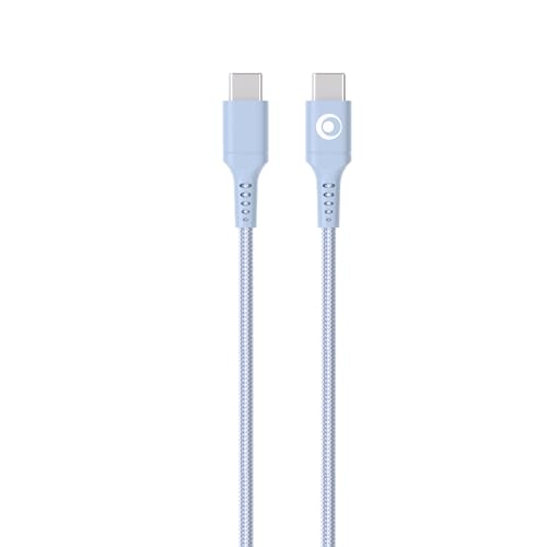 Câble Tissé USB C vers USB C 3A Bigben Bleu 1.2m pour Charge Rapide