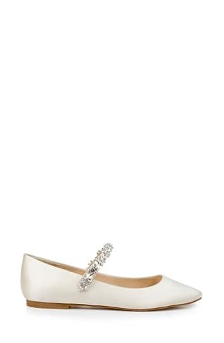 Badgley Mischka Women's Tevin Mary Jane Flat, Ivory Satin, 7.5 #TOP2