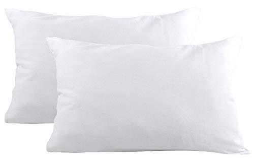 Image of Toddler Kids Pillowcase for Boys and Girls - White - Two Pack - 100% Twill Cotton - 13x18 Shrinks to fit - Envelope Style Closure - Machine Washable Soft Travel Size