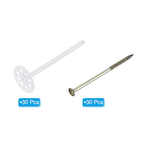 Image of PATIKIL 182mm Perforated Insulation Pins, 30 Pack Insulating Nails Wall Plug Plastic Expansion Bolt for Fixing Foam Boards to Masonry Wall or Ceiling