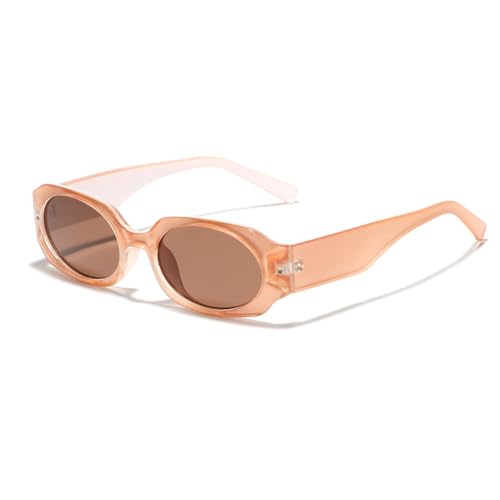 Lunettes de soleil rectangle femmes en gelée champagne transparente UV400