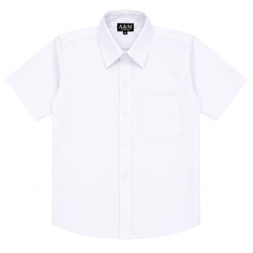 Image of A&M Threads White Half Sleeve School Uniform Shirt for Boys