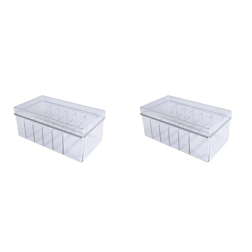 Boîte de rangement de cordon en plastique x2 avec couvercle transparent