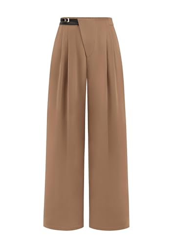 Women's Wide Leg Pants High Waisted Business Casual Work Office Dressy Suit Palazzo Pant Trousers with Belt2