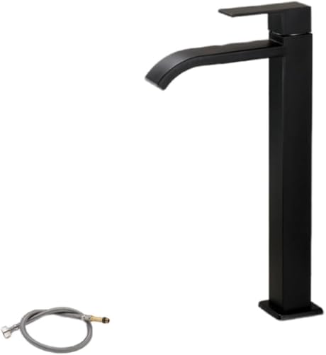 Rcuihakシングルレバー 単水栓 立水栓 冷水蛇口 洗面蛇口 真鍮 洗面台 キッチン DIY 浴室 トイレ 洗面台 病院 学校 事務所 (せいほうけい,ブラック) (せいほうけい,ブラック)