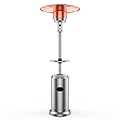 48,000 BTU Outdoor Patio Heater, Propane Patio Heater with Table Design, Stainless Steel Burner and Construction, Tip-over Protection System, Easy Mobility Wheel for Outdoor Heating and Entertaining