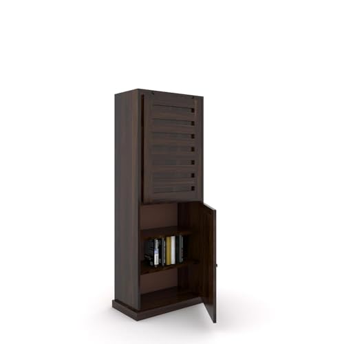 Image of SUNCOM Solid Sheesham Wood Foldable Study Table for Adults | Computer Table for Home | Office Table for Office Work | Work from Home Table with Door Cabinet & Shelf Storage | Rosewood, Walnut