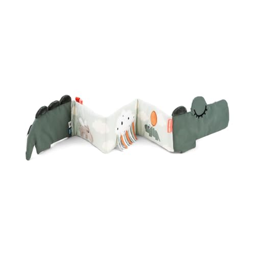 Image of Done by Deer Fold-Out Soft Book Croco Green - Baby Activity Toy for Curious Little Minds and Fingers - High Contrast Patterns - Crinkle Baby Toys - Baby Tummy time Toys