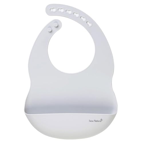 Nordic Silicone Bib Grey avec poche récupératrice profonde pour bébé