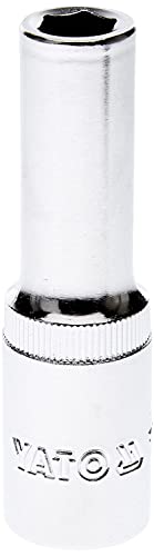 Image of Yato YT-1223 Hexagonal Deep Socket of Size 10mm & Length 76mm Suitable for Socket Wrench Set CRV 50BV30 Chromium Satin Plated Steel