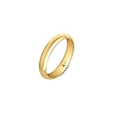 Amberta Women 9ct Yellow Gold Wedding Ring | Gold Wedding Band for Women Men: 4 mm - Size Z
