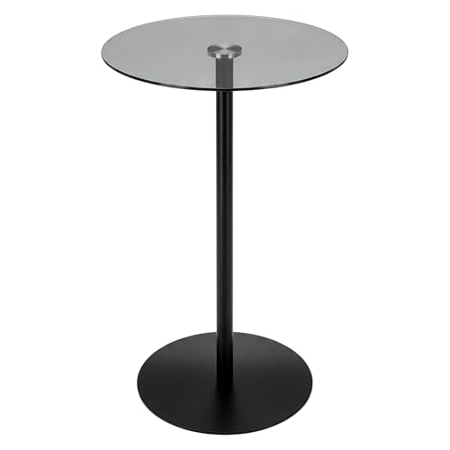 Spetebo Table d'appoint ronde moderne en métal avec plateau en verre - 53 x 35 cm - Élégante table basse au design de table de bistro - Table décorative...