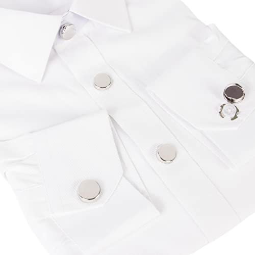 Image of 8Pcs Button Covers for Mens Shirts, Tuxedo Fake Studs | Fits regular dress shirts, button cover cufflinks, brass metal, sleek polished finish, secure clip on, groomsmen accessories