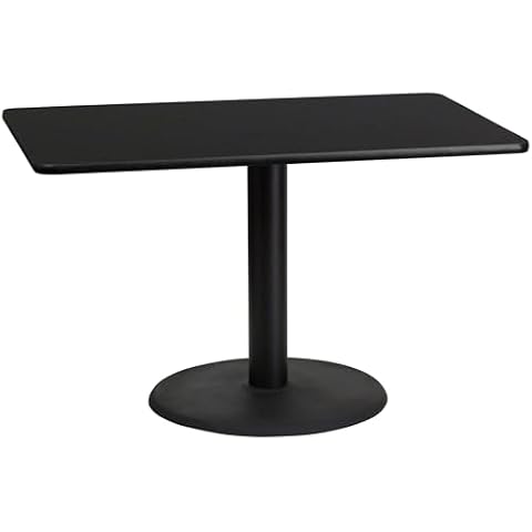 Flash Furniture 30'' x 48'' Rectangular Black Laminate Table Top with 24'' Round Table Height Base Cover
