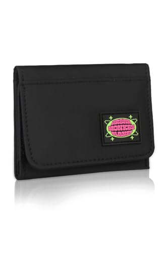 Image of URBAN MONKEY Trifold Wallet Unisex 100% Polyster Black Zipped Pocket for Coins, Cash etc 6 Quick Access Card Silicon Patch Comes Velcro Closure 100% Vegan