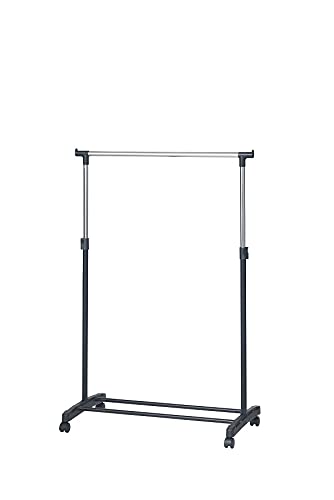 ??(KIKUYA) Park Lane TP-10269BK Height Telescopic Pipe Hanger Rack Single with Wheels Black