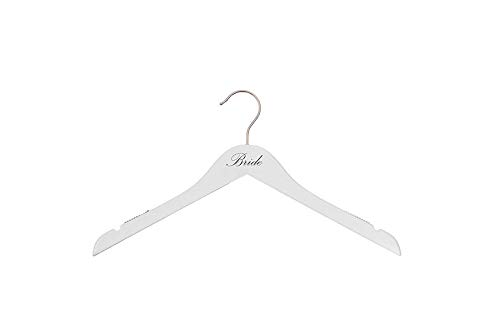 Miniatura 5 de NAHANCO B20117 - Colgador de novia de madera blanca con impresión negra (novia), 17 pulgadas (1 pieza), blanco con impresión negra