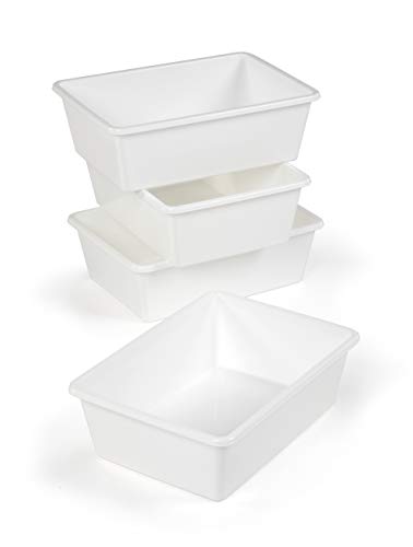 Humble Crew Large Plastic Storage Bins for Kids Set of 4 Sturdy Toy Organizer Bins for Playroom Nursery Classroom & Bedroom Storage White