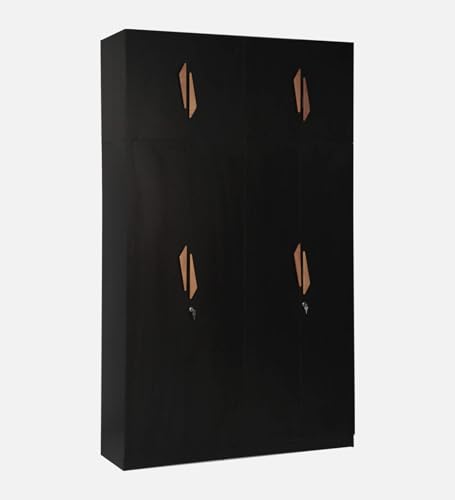 Image of Mintwud Pepperfry Engineered Wood Wardrobe with 4 Doors Storage and 2 Hanging Rod | Wooden Almirah Cupboard for Clothes Storage Organizer for Living Room Home Bedroom Furniture (Wenge Finish)