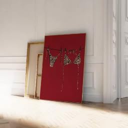 Poster canvas bikini léopard rouge 40x60cm avec cadre interne
