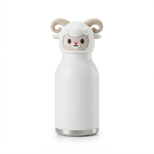 Image of JOUET Cute Sheep Kids Water Bottle 280ml, Stainless Steel Leakproof Drinking Bottle for School, Travel, Sports & Daily Use