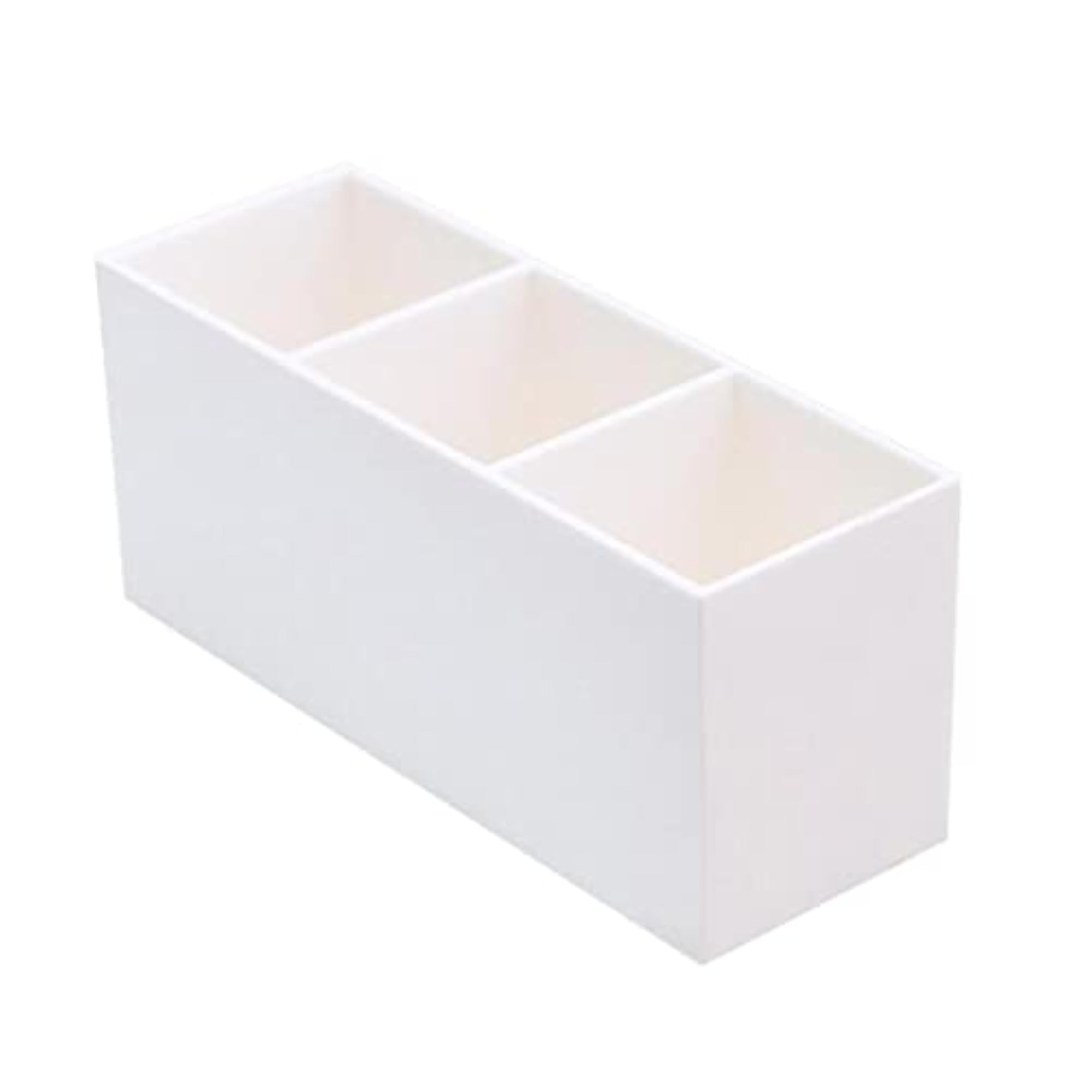 Makeup Brush Eyebrow Set Case, 3 Slot Organizer, White
