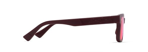 Maui Jim Hiapo AF Rectangle Sunglasses, Matte Burgundy/Maui Sunrise Polarized, Extra Large3