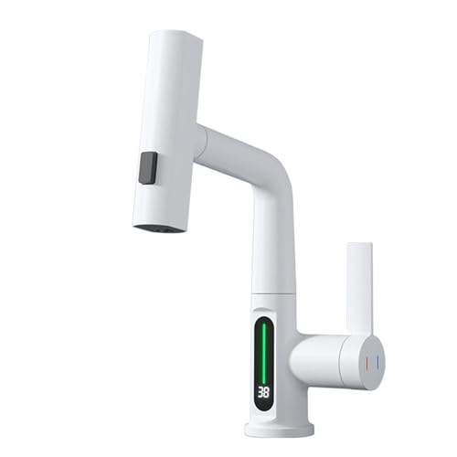 Robinet de lavabo avec douchette blanc en laiton pour salle de bain