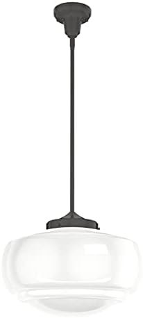 Hunter - Saddle Creek 1-light Noble Bronze, Medium Size Pendant Light, Dimmable, Schoolhouse Style, Schoolhouse Shaped, for Bedrooms, Kitchens, Dining, Living Rooms - 19192